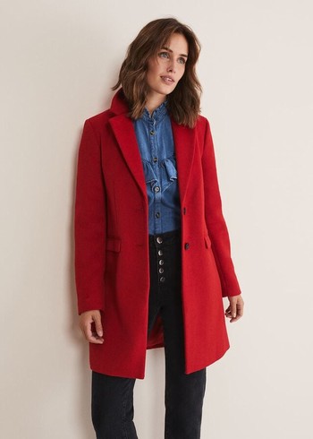 Phase Eight Lydia Red Wool Smart Coats Red Australia | BX8041293